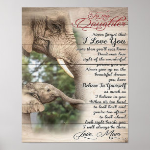 Poster Maman À Ma Fille Lettre, Fille Cadeau Anniversaire
