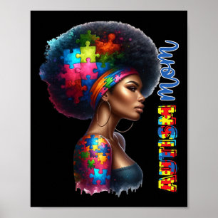 Poster Maman Afro Sensibilisation sur l'autisme Mama Auti