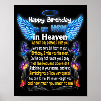 Poster Maman ange au ciel poème, bonne fête des mères fiè