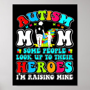 Poster Maman autiste élevant un héros Mère Fils Sensibili