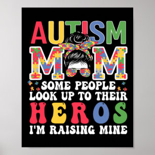 Poster Maman autiste qui élève - Héros Groovy Bun Messy A