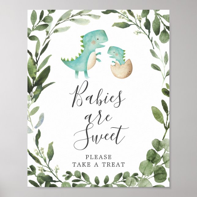 Poster Maman BabyDinosaur Baby shower Les bébés sont doux (Devant)