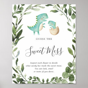 Poster Maman Bébé Dinosaur Baby shower Devinez La Douce M