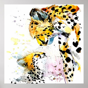 Poster Maman Bébé Lion cadeau famille, Maman Fille Annive