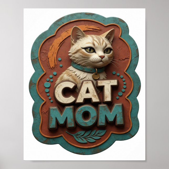 Poster Maman chat argentée propre (Devant)