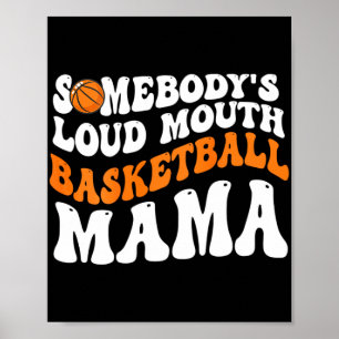 Poster Maman de basket à grosse bouche Rétro ondulé Groov