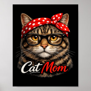 Poster Maman de chat drôle Amoureux de chat mignon Fête d