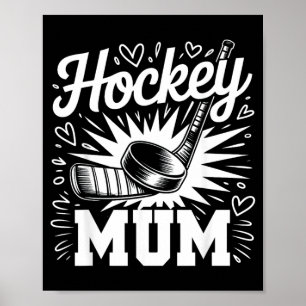 Poster Maman de hockey cœur famille fête des mères amateu