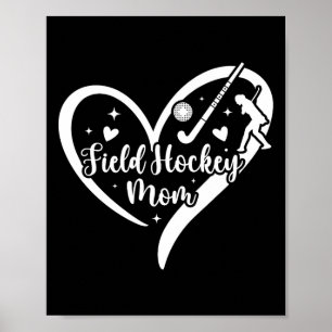 Poster Maman de hockey sur gazon Cœur Maman d'un joueur d