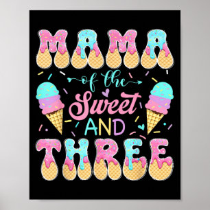 Poster Maman de la douce fille qui fête son 3e anniversai