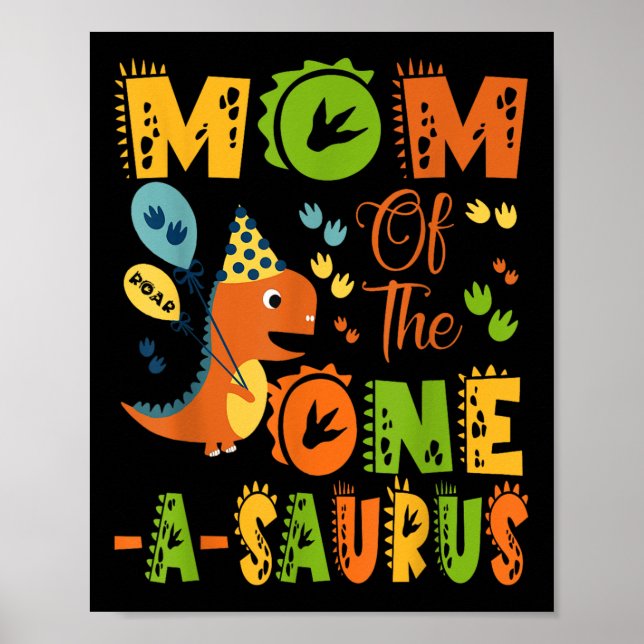 Poster Maman De La Partie Dinosaure D'Un-A-Saurus 1er Ann (Devant)