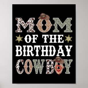 Poster Maman De L'Anniversaire Cowboy Rodeo Maman