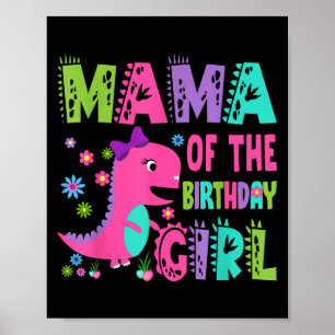 Poster Maman De L'Anniversaire Fille Saurus Rex Dinosaur