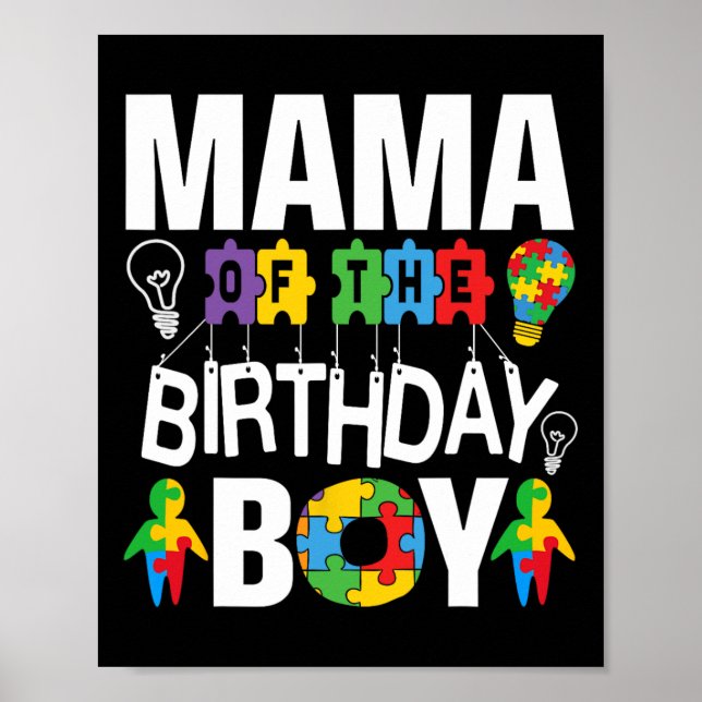 Poster Maman De L'Anniversaire Garçon Autisme Maman (Devant)