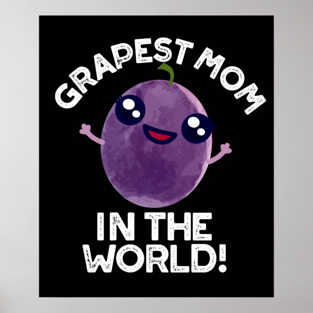Poster Maman de raisin dans le monde drôle Fruit Pun Dark (Devant)