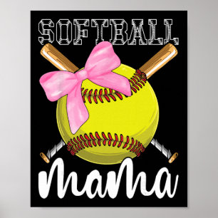 Poster Maman de softball Nœud coquette de softball