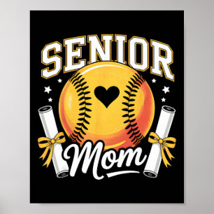 Poster Maman de softball senior 2026 Diplômée Drôle Maman