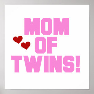 Poster Maman de Twins Pink Texte Cadeaux