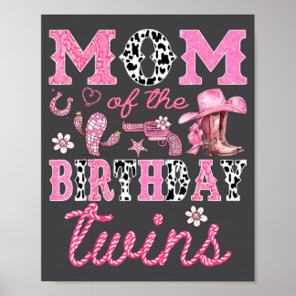 Poster Maman des jumeaux d'anniversaire Cowgirl Rodeo Wes