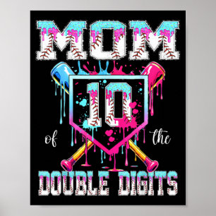 Poster Maman du garçon de 10 ans à l'anniversaire à doubl