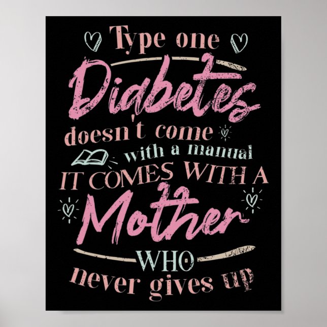 Poster Maman D'Un Enfant Diabète T1D (Devant)