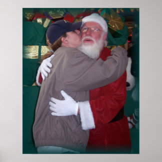 Poster maman embrasser père Noël