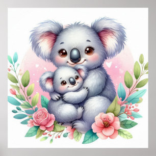 Poster Maman et bébé Ours Koala