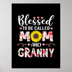 Poster Maman Et Granny Floral Anniversaire
