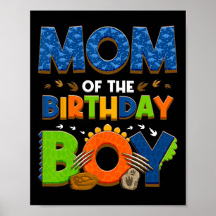 Poster Maman Et Papa De L'Anniversaire Garçon Dinosaur Fa