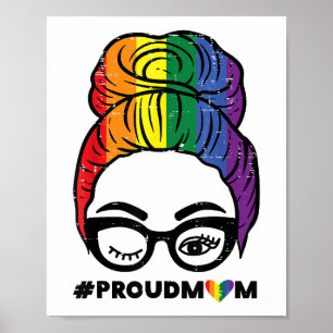 Poster Maman fière Nœud de cheveux décoiffés Drapeau arc-