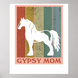 Poster Maman Gitane  Cheval Gypsy Vanner