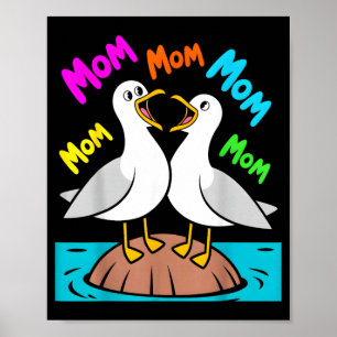 Poster Maman Goéland Maman Drôle Goélands Fête des Mères