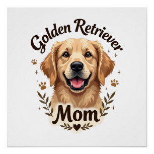 Poster Maman Golden Retriever Vintage Amateur de Chien Ty