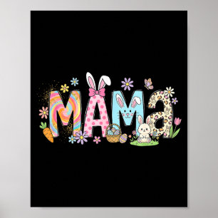 Poster Maman lapin de Pâques floral printemps pour maman