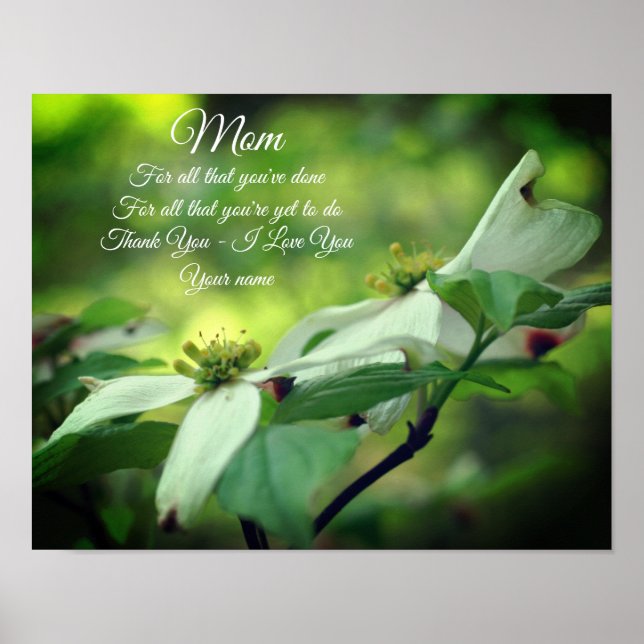 Poster Maman Merci Love Dogwood Floral Personnalisé (Devant)