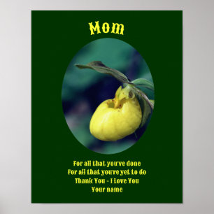 Poster Maman Merci Love Lady Slipper Personnalisé