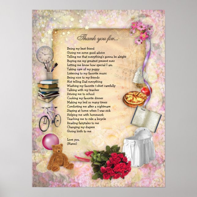 Poster Maman Merci (personnalisable) (Devant)