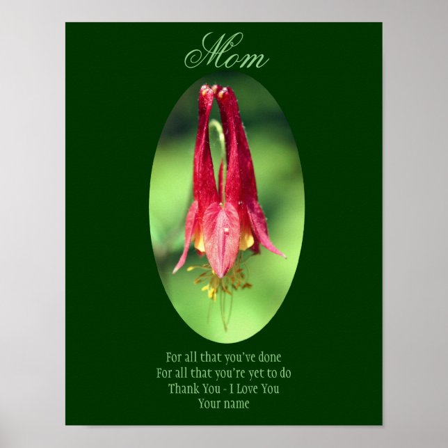 Poster Maman Merci Vous aimez Columbine Personnalisé (Devant)