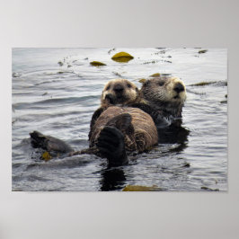 Poster Maman mignonne et Loutres de Mer de Pup