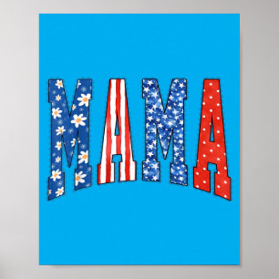 Poster Maman Mini Mignon 4 Juillet Maman Enfants Américai