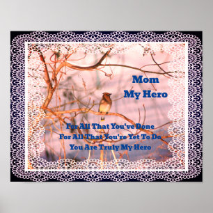 Poster Maman Mon Héros Cèdre cirage Nature Personnalisée