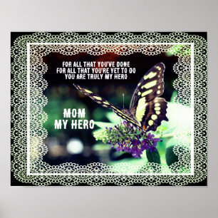 Poster Maman Mon Héros Papillon Nature Personnalisée