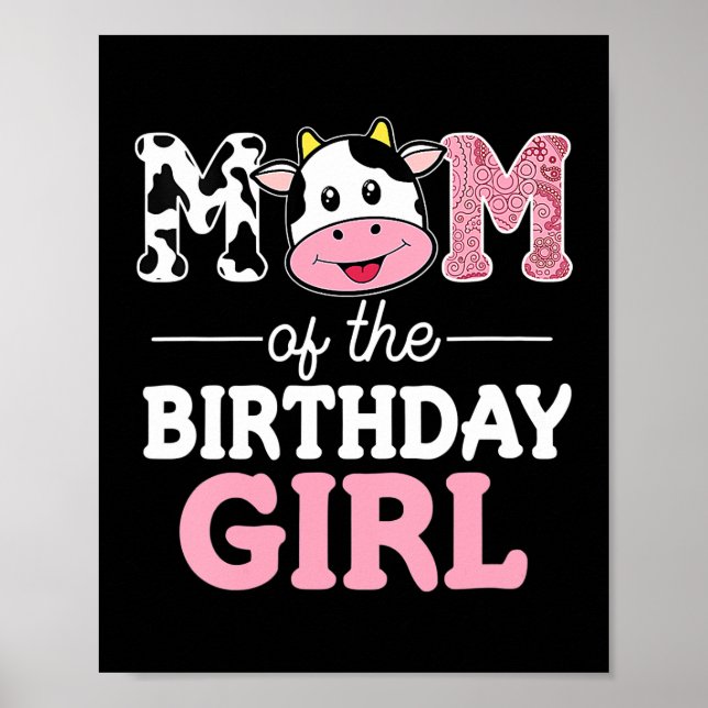 Poster Maman of the Birthday Girl Farm Cow Maman Maman 1è (Devant)