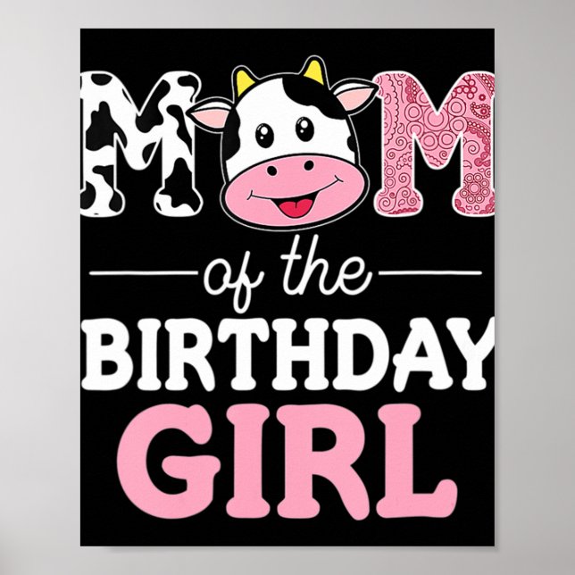 Poster Maman of the Birthday Girl Farm Cow Maman Maman 1è (Devant)