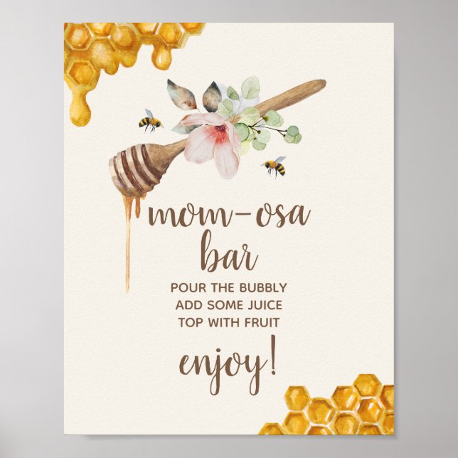 Poster Maman-osa Bar Honey Bee Baby shower (Devant)