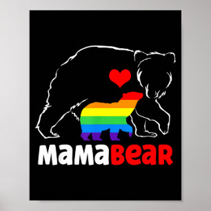 Poster Maman ourse mère fière drapeau arc-en-ciel fierté