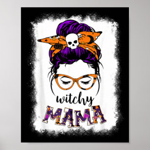 Poster Maman sorcière Halloween cheveux crâne sorcière ma