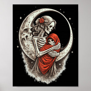 Poster Maman squelette gothique avec bébé sombre Fête des