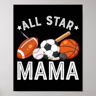 Poster Maman Superstar Du Garçon D'anniversaire Sketll Fo