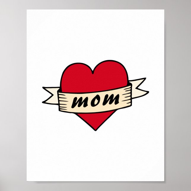Poster Maman tatouage cardiaque (Devant)